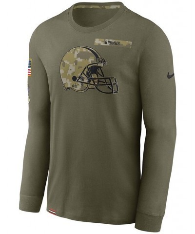 Men's Olive Cleveland Browns 2021 Salute To Service Performance Long Sleeve T-Shirt $21.50 T-Shirts