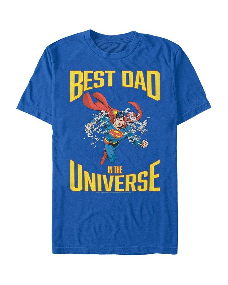 Men's Superman Super Best Dad Short Sleeve T-shirt Blue $19.59 T-Shirts