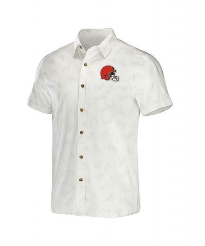 Men's NFL x Darius Rucker Collection by White Cleveland Browns Woven Button-Up T-shirt $33.05 Shirts