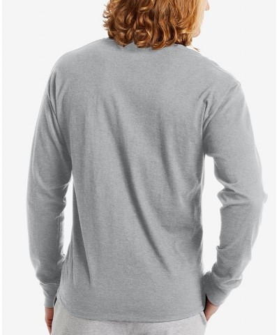 Men's Script-Logo Long Sleeve Tshirt Gray $14.30 T-Shirts