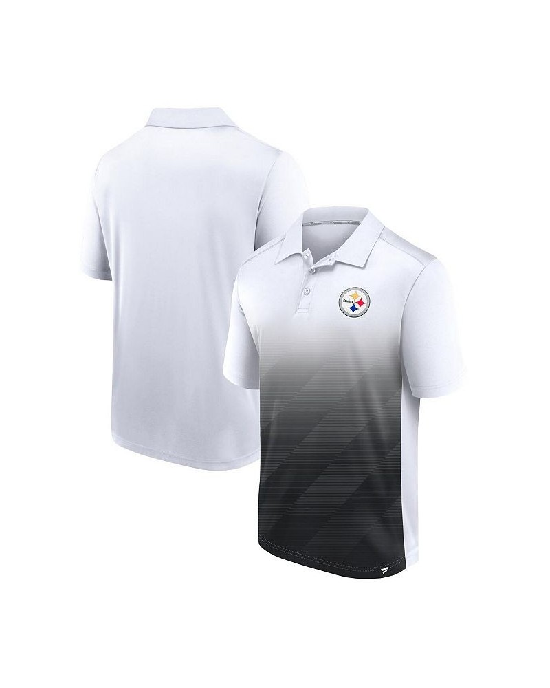 Men's Branded White and Black Pittsburgh Steelers Parameter Polo Shirt $31.85 Polo Shirts