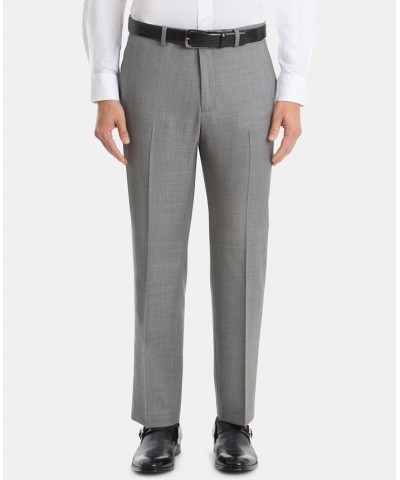 Men's UltraFlex Classic-Fit Light Grey Sharkskin Wool Pants $36.39 Suits