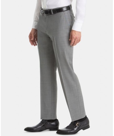 Men's UltraFlex Classic-Fit Light Grey Sharkskin Wool Pants $36.39 Suits