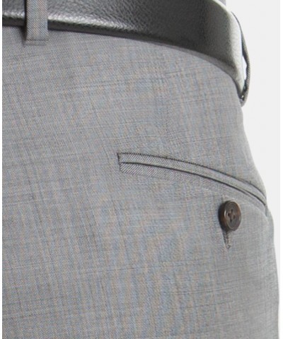 Men's UltraFlex Classic-Fit Light Grey Sharkskin Wool Pants $36.39 Suits