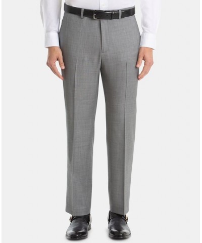 Men's UltraFlex Classic-Fit Light Grey Sharkskin Wool Pants $36.39 Suits