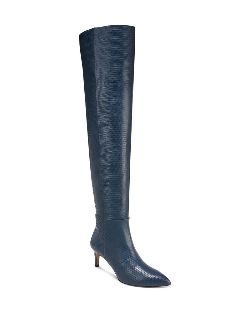 Women's Ursula Mid-Heel Over-The-Knee Dress Boots Blue $89.30 Shoes