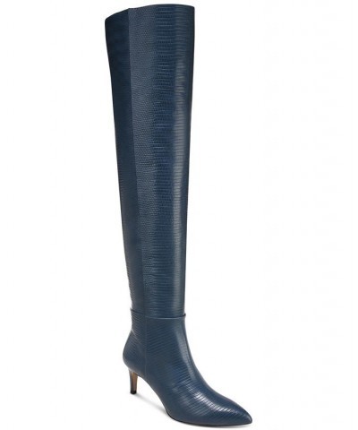 Women's Ursula Mid-Heel Over-The-Knee Dress Boots Blue $89.30 Shoes