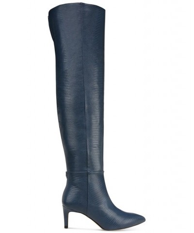 Women's Ursula Mid-Heel Over-The-Knee Dress Boots Blue $89.30 Shoes