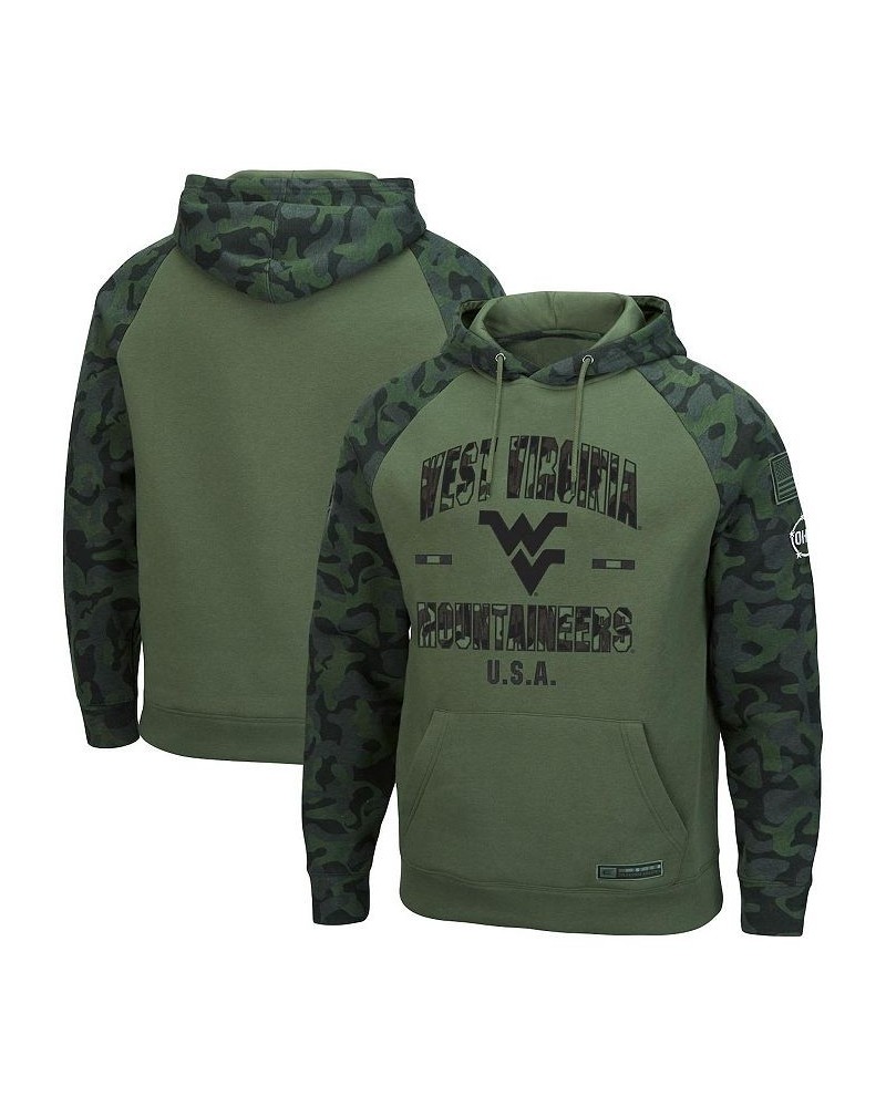 Men's Olive, Camo West Virginia Mountaineers OHT Military-Inspired Appreciation Raglan Pullover Hoodie $31.50 Sweatshirt