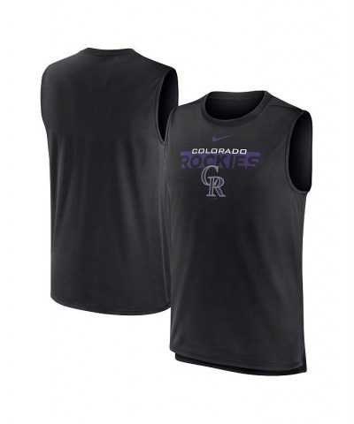 Men's Black Colorado Rockies Knockout Stack Exceed Muscle Tank Top $26.99 T-Shirts