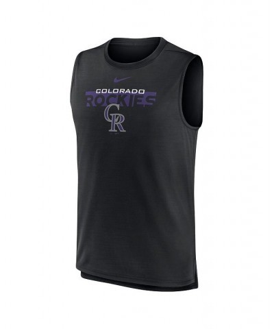 Men's Black Colorado Rockies Knockout Stack Exceed Muscle Tank Top $26.99 T-Shirts