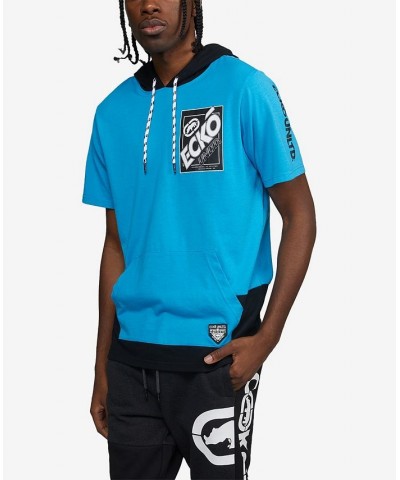 Men's Big and Tall Short Sleeve Taletone Hoodie Blue $28.42 Sweatshirt