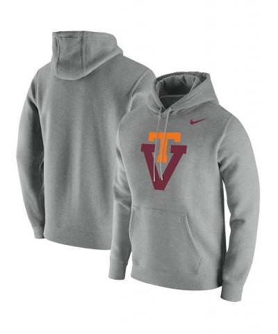 Men's Heathered Gray Virginia Tech Hokies Vintage-Like School Logo Pullover Hoodie $40.80 Sweatshirt