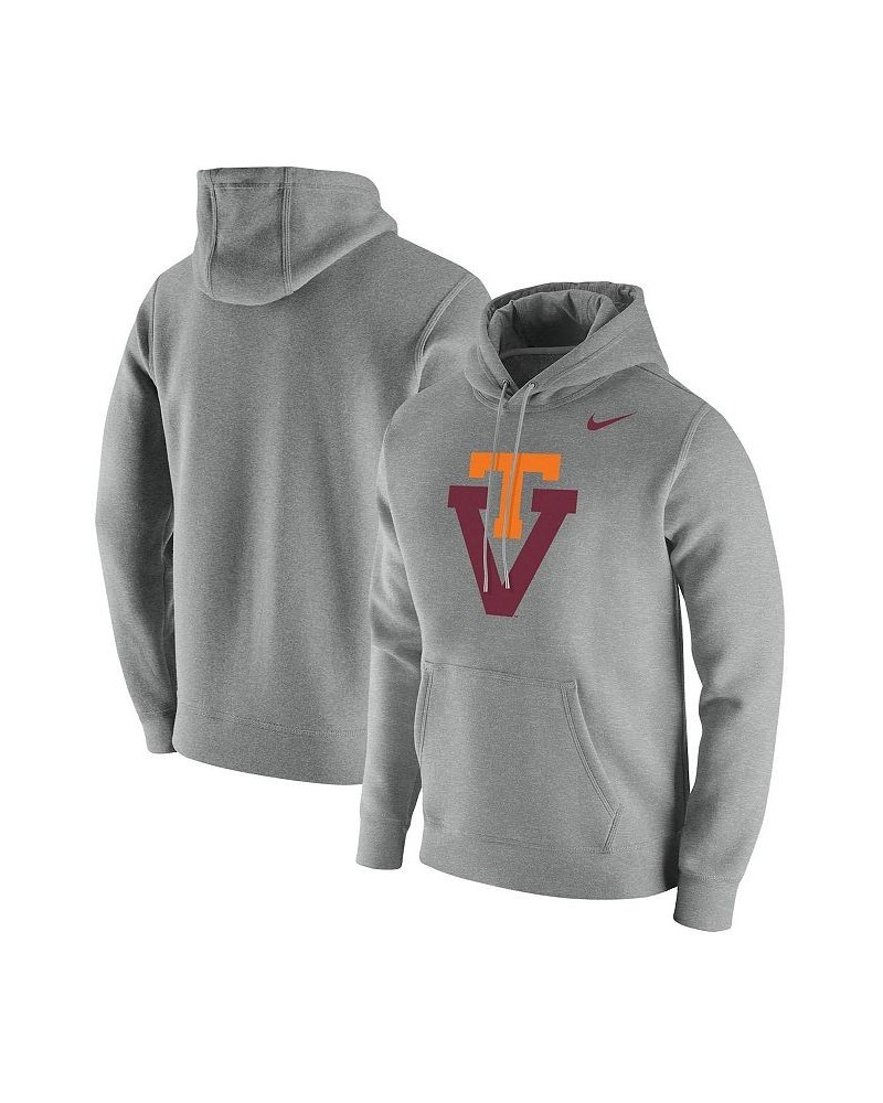 Men's Heathered Gray Virginia Tech Hokies Vintage-Like School Logo Pullover Hoodie $40.80 Sweatshirt