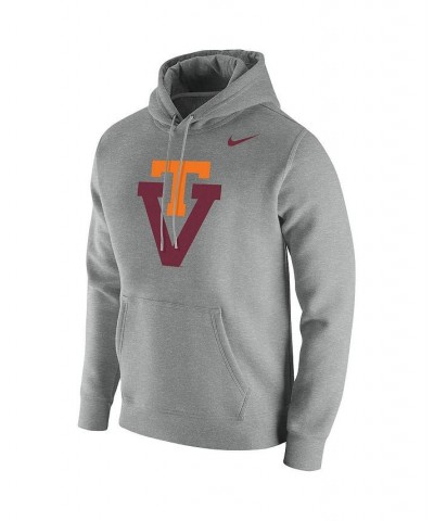 Men's Heathered Gray Virginia Tech Hokies Vintage-Like School Logo Pullover Hoodie $40.80 Sweatshirt