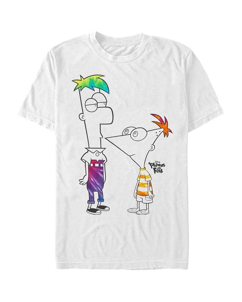 Men's Phineas and Ferb Boys of Tie Dye Short Sleeve T-shirt White $15.40 T-Shirts