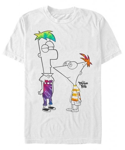 Men's Phineas and Ferb Boys of Tie Dye Short Sleeve T-shirt White $15.40 T-Shirts