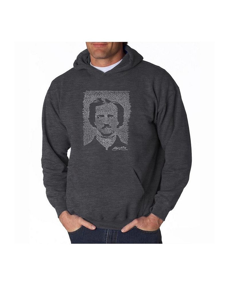 Men's Word Art Hoodie - Edgar Allen Poe - The Raven Gray $32.39 Sweatshirt