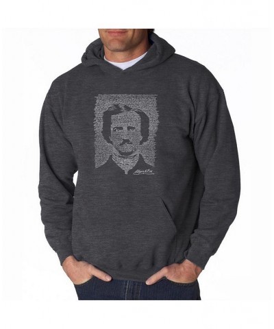 Men's Word Art Hoodie - Edgar Allen Poe - The Raven Gray $32.39 Sweatshirt