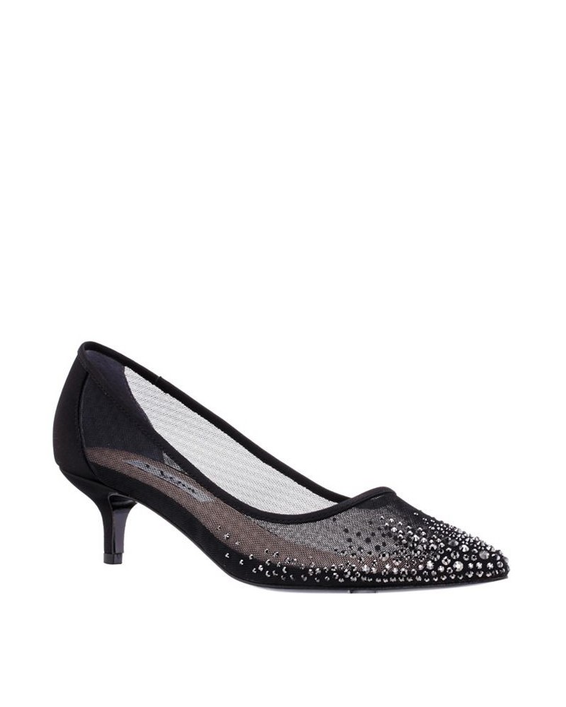 Women's Sofie Kitten Heel Evening Pumps Black $64.50 Shoes