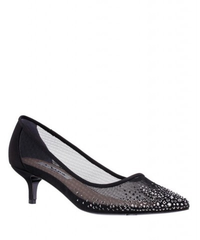 Women's Sofie Kitten Heel Evening Pumps Black $64.50 Shoes