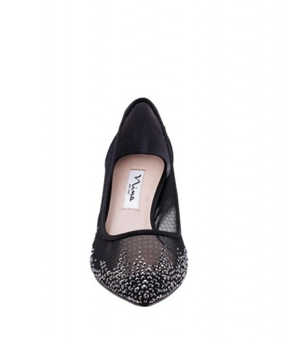 Women's Sofie Kitten Heel Evening Pumps Black $64.50 Shoes