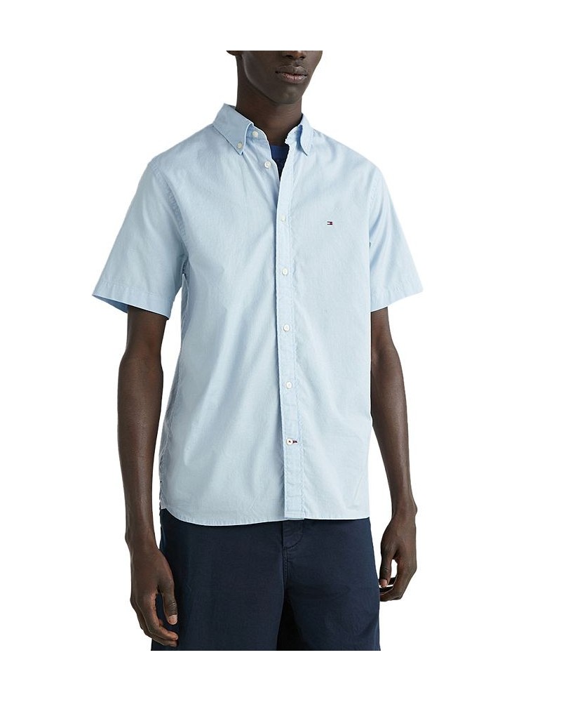 Men's Flex Poplin Regular-Fit Short-Sleeve Shirt Calm Blue $27.30 Shirts