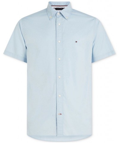 Men's Flex Poplin Regular-Fit Short-Sleeve Shirt Calm Blue $27.30 Shirts