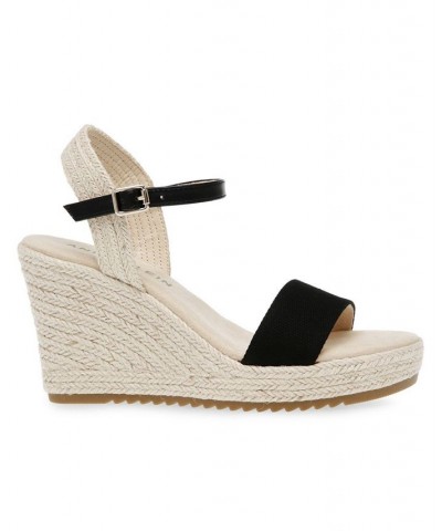 Women's Wella Wedge Sandals Black $40.59 Shoes