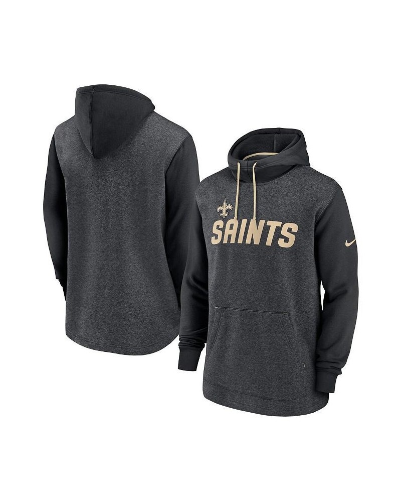 Men's Heathered Charcoal, Black New Orleans Saints Surrey Legacy Pullover Hoodie $38.70 Sweatshirt