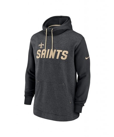 Men's Heathered Charcoal, Black New Orleans Saints Surrey Legacy Pullover Hoodie $38.70 Sweatshirt