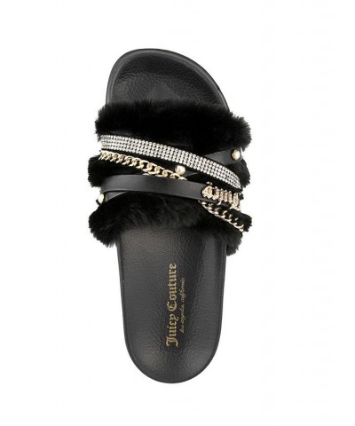 Women's Styx Faux Fur Slide Sandals Black $30.25 Shoes