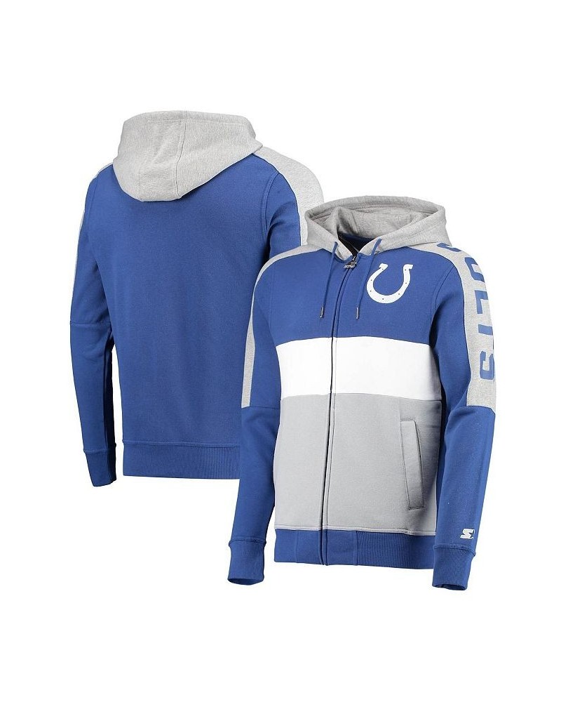 Men's Royal, Gray Indianapolis Colts Playoffs Color Block Full-Zip Hoodie $44.10 Sweatshirt