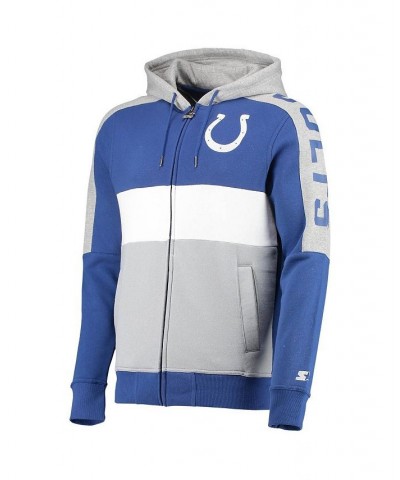 Men's Royal, Gray Indianapolis Colts Playoffs Color Block Full-Zip Hoodie $44.10 Sweatshirt