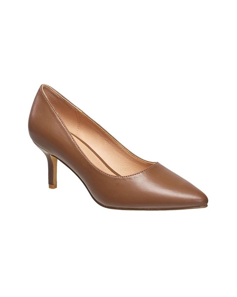 Women's Kate Classic Pointy Toe Stiletto Pumps Brown $53.90 Shoes