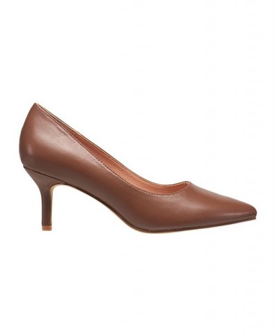 Women's Kate Classic Pointy Toe Stiletto Pumps Brown $53.90 Shoes