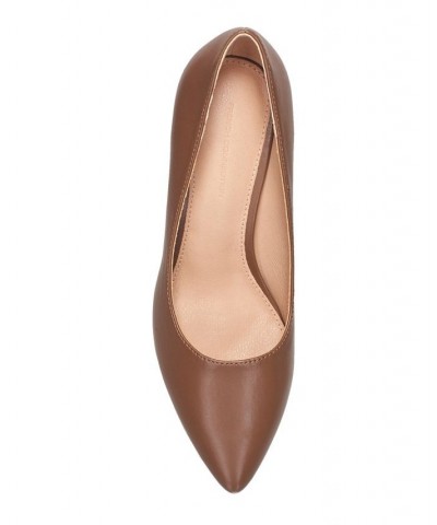 Women's Kate Classic Pointy Toe Stiletto Pumps Brown $53.90 Shoes