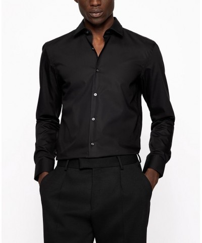 BOSS by Men's Slim-Fit Easy-Iron Cotton Dress Shirt Black $50.32 Dress Shirts