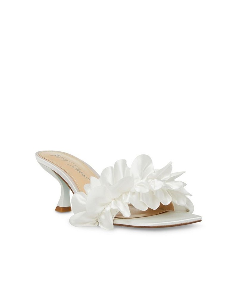 Women's Kimi Heels with Satin Ruffle Pumps Ivory/Cream $59.34 Shoes