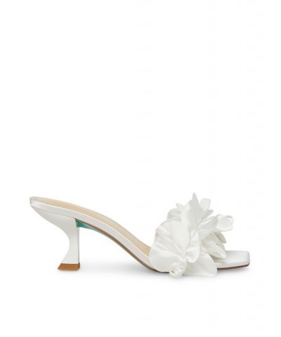 Women's Kimi Heels with Satin Ruffle Pumps Ivory/Cream $59.34 Shoes