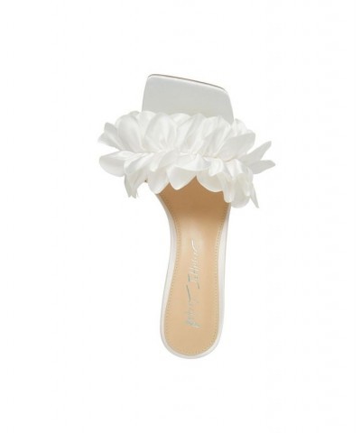 Women's Kimi Heels with Satin Ruffle Pumps Ivory/Cream $59.34 Shoes