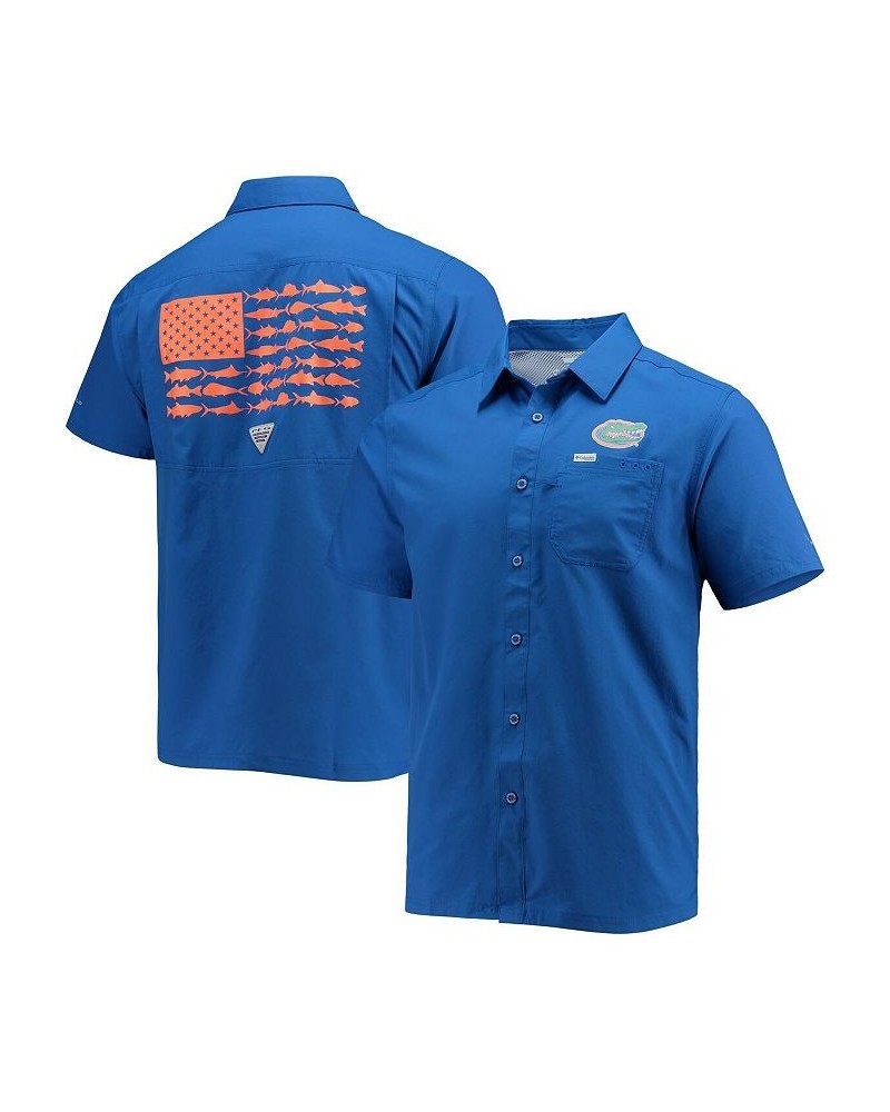 Men's PFG Royal Florida Gators Slack Tide Camp Button-Up Shirt $36.39 Shirts