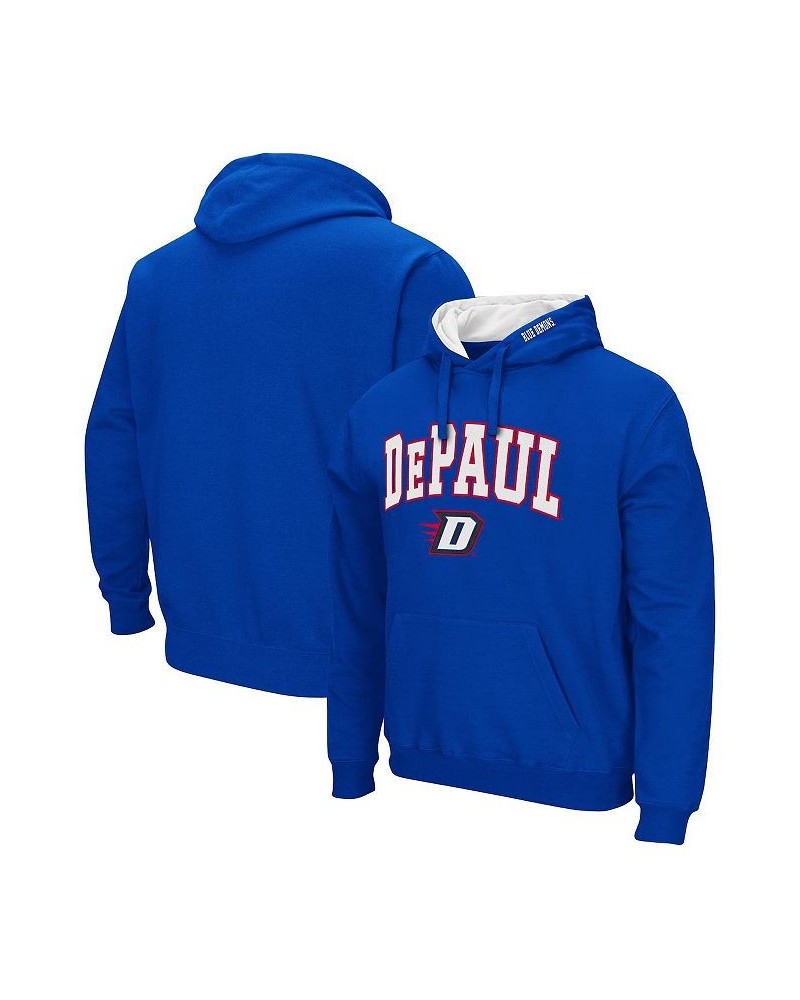 Men's Royal DePaul Blue Demons Arch and Logo Pullover Hoodie $28.59 Sweatshirt