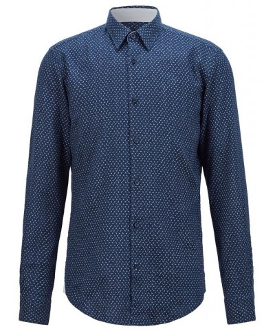 BOSS Men's Ronni Patterned Slim-fit Shirt Blue $48.75 Shirts