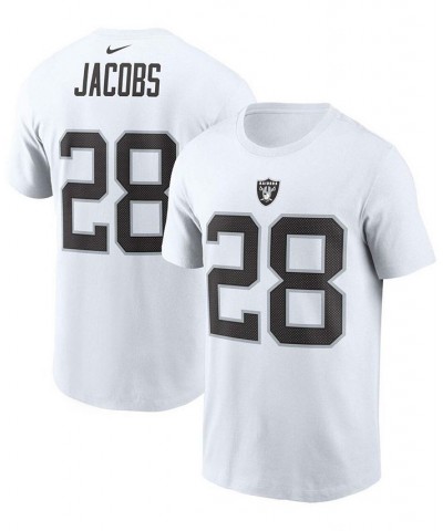 Men's Josh Jacobs White Las Vegas Raiders Name and Number T-shirt $21.99 T-Shirts