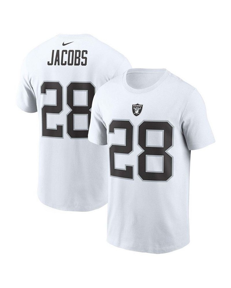 Men's Josh Jacobs White Las Vegas Raiders Name and Number T-shirt $21.99 T-Shirts