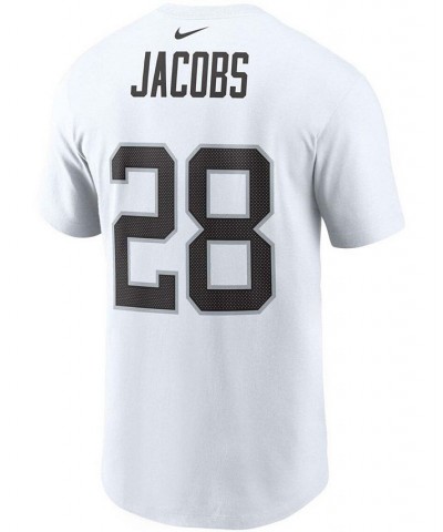 Men's Josh Jacobs White Las Vegas Raiders Name and Number T-shirt $21.99 T-Shirts