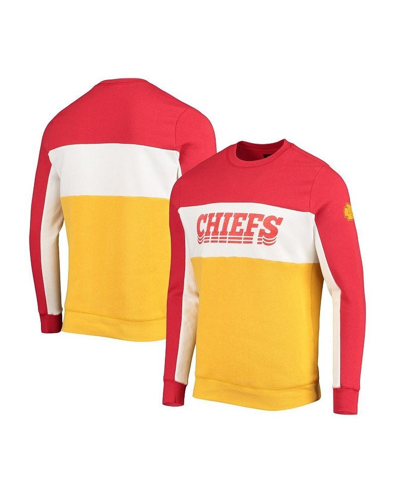 Men's Red and Gold Kansas City Chiefs Color Block Pullover Sweatshirt $37.50 Sweatshirt