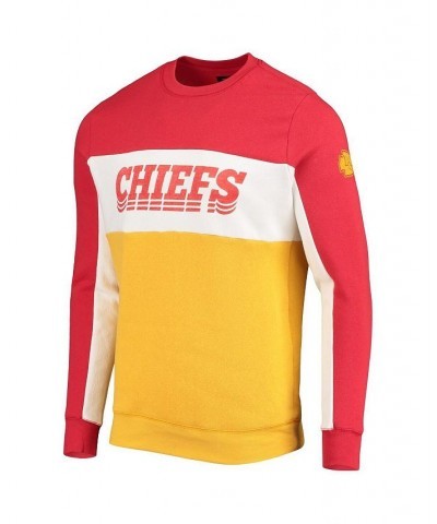 Men's Red and Gold Kansas City Chiefs Color Block Pullover Sweatshirt $37.50 Sweatshirt