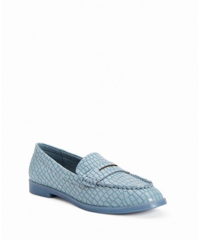 Women's The Geli Round Toe Loafer Flats Blue $47.52 Shoes